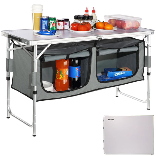 SucceBuy Folding Camping Kitchen Table For Outdoor Cooking