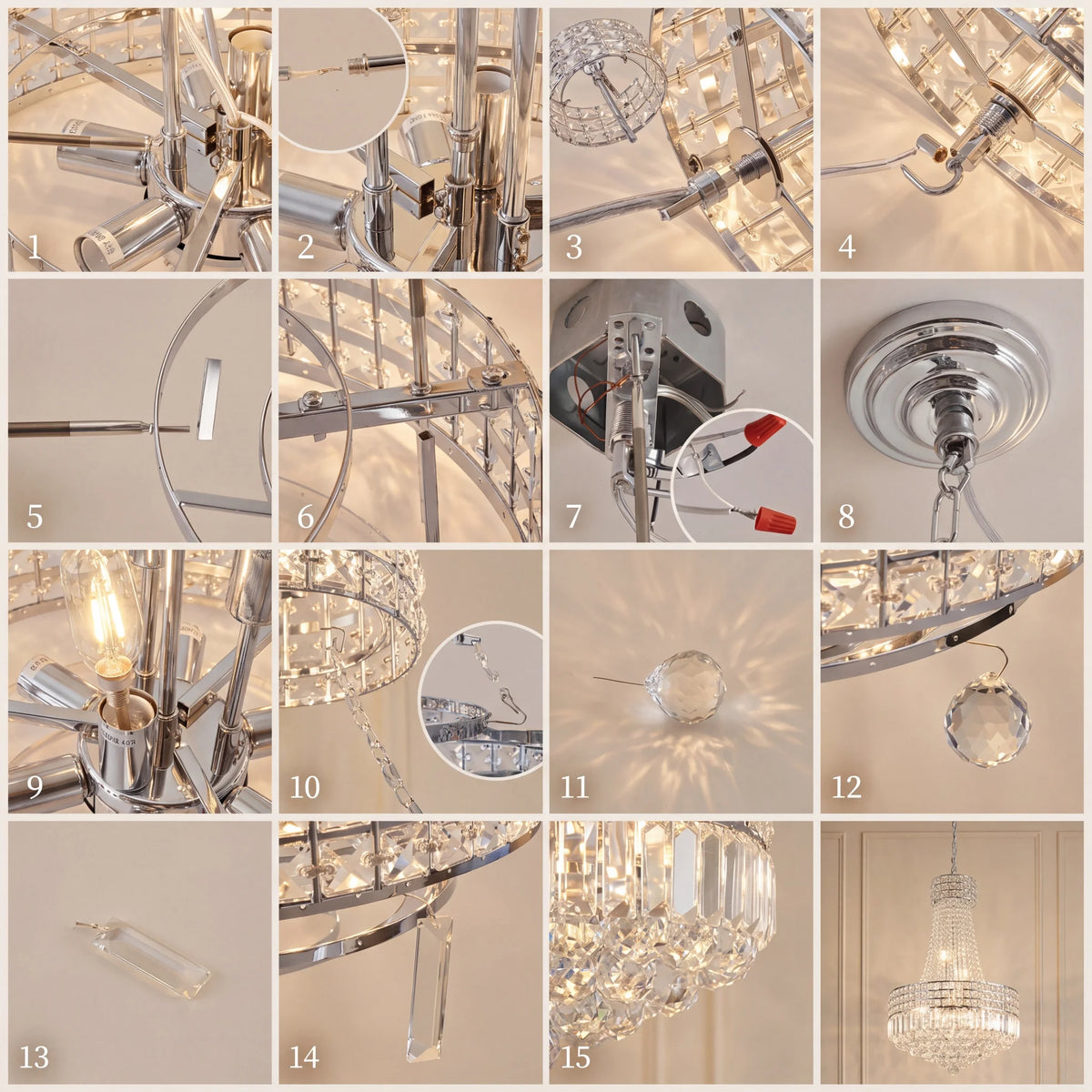Modern Round Crystal Dimmable Chandelier For Dining Room Lighting
