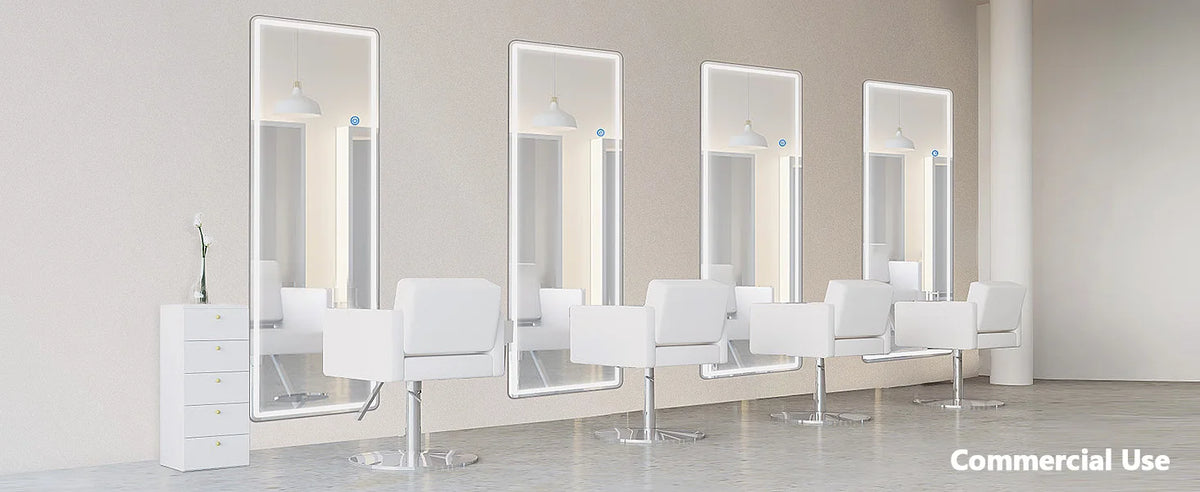 JHK Full Length Led Standing Mirror Wall Mounted Aluminum Frame