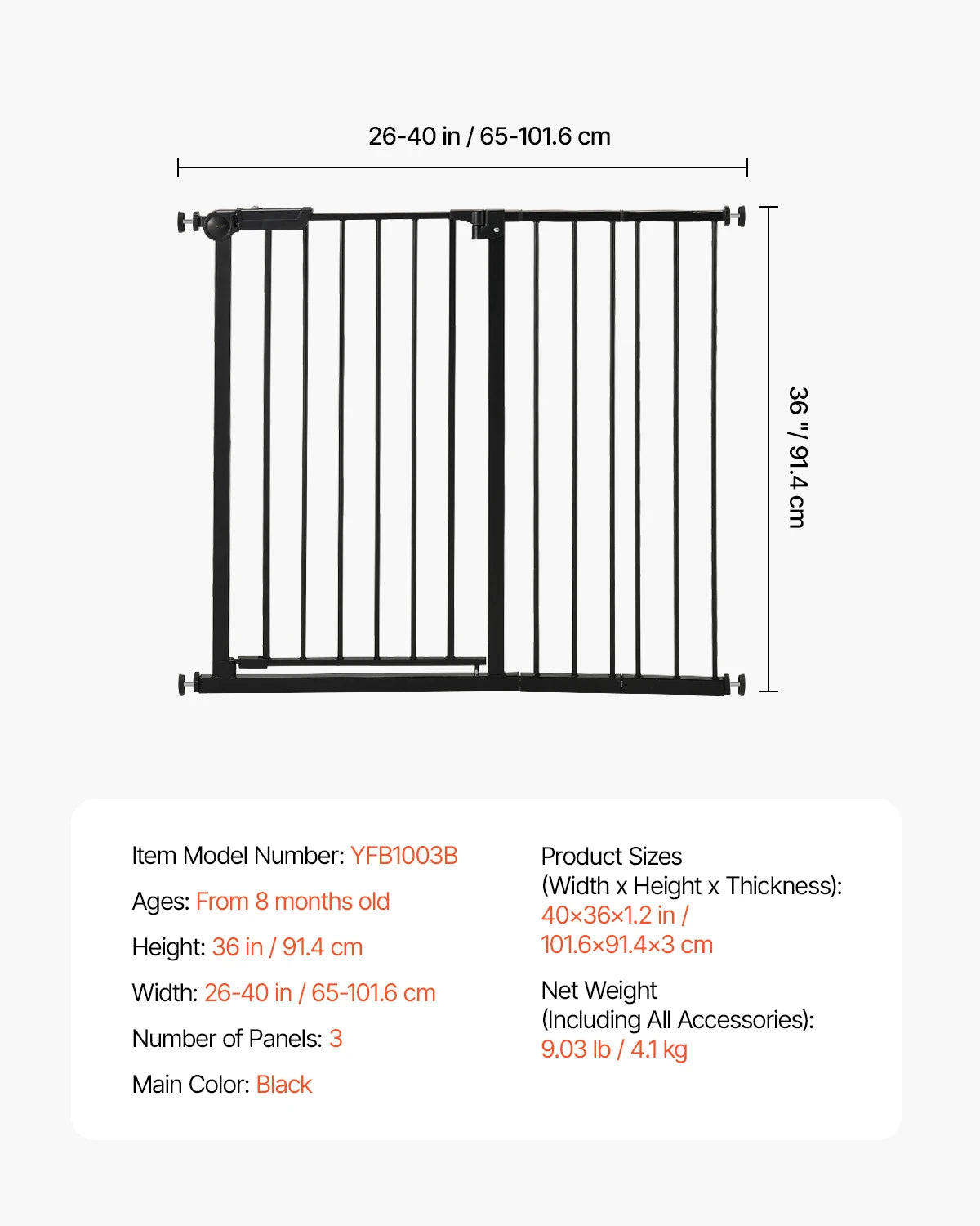 SucceBuy Secure Pressure Mount Walk Through Baby And Dog Gate