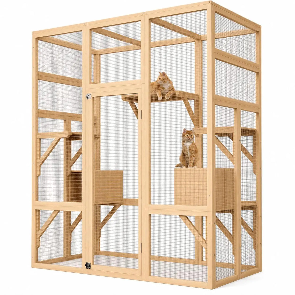 HiMISS Outdoor Wooden Catio Enclosure With Platforms And Rest Boxes