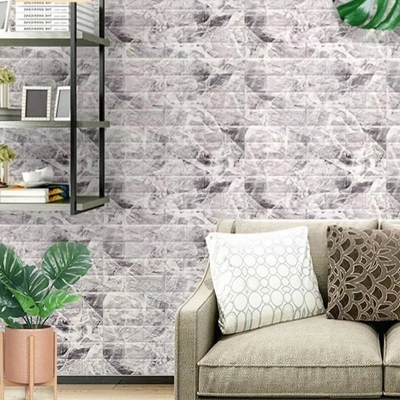 10Pcs 3D Brick Wall Stickers DIY Self Adhensive Decor Foam Waterproof Wall Covering Wallpaper for TV Background Kids Living Room