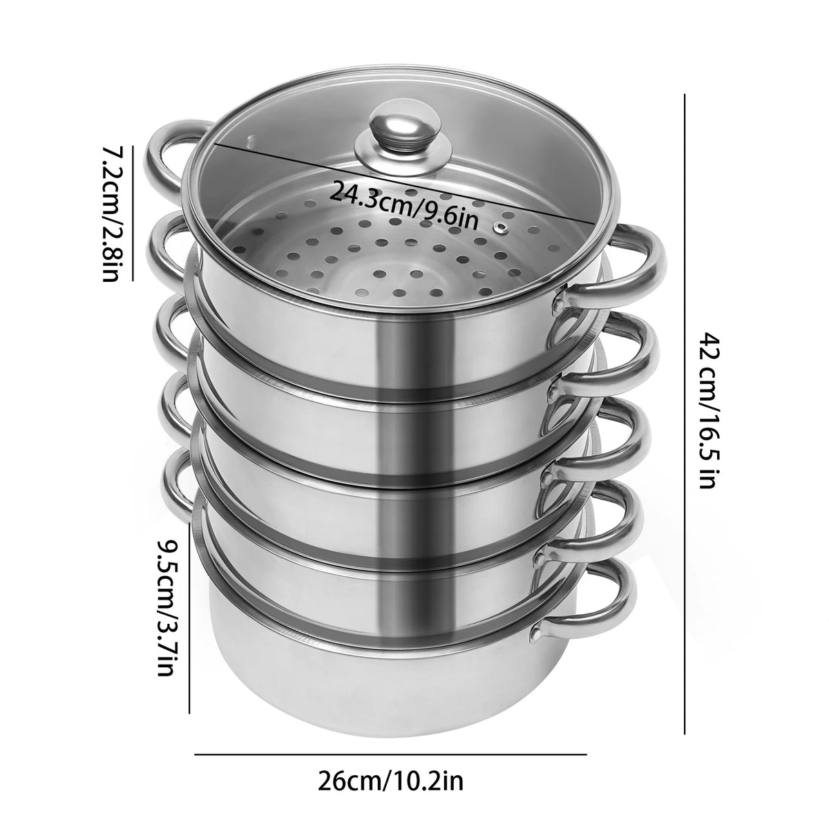 Five Layer Stainless Steel Multifunctional Kitchen Steamer for Cooking