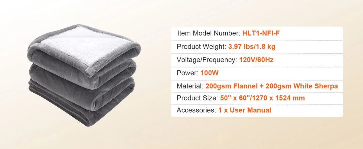 SucceBuy Electric Heated Blanket With Sherpa Flannel And Timer