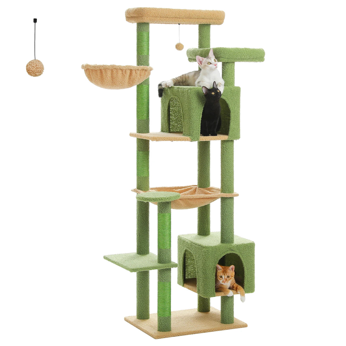 Tall Cat Tree for Indoor Cats Big Cat Tower with Super Large Hammock Cat Climbing Tree with Scratching Posts Condo House Black
