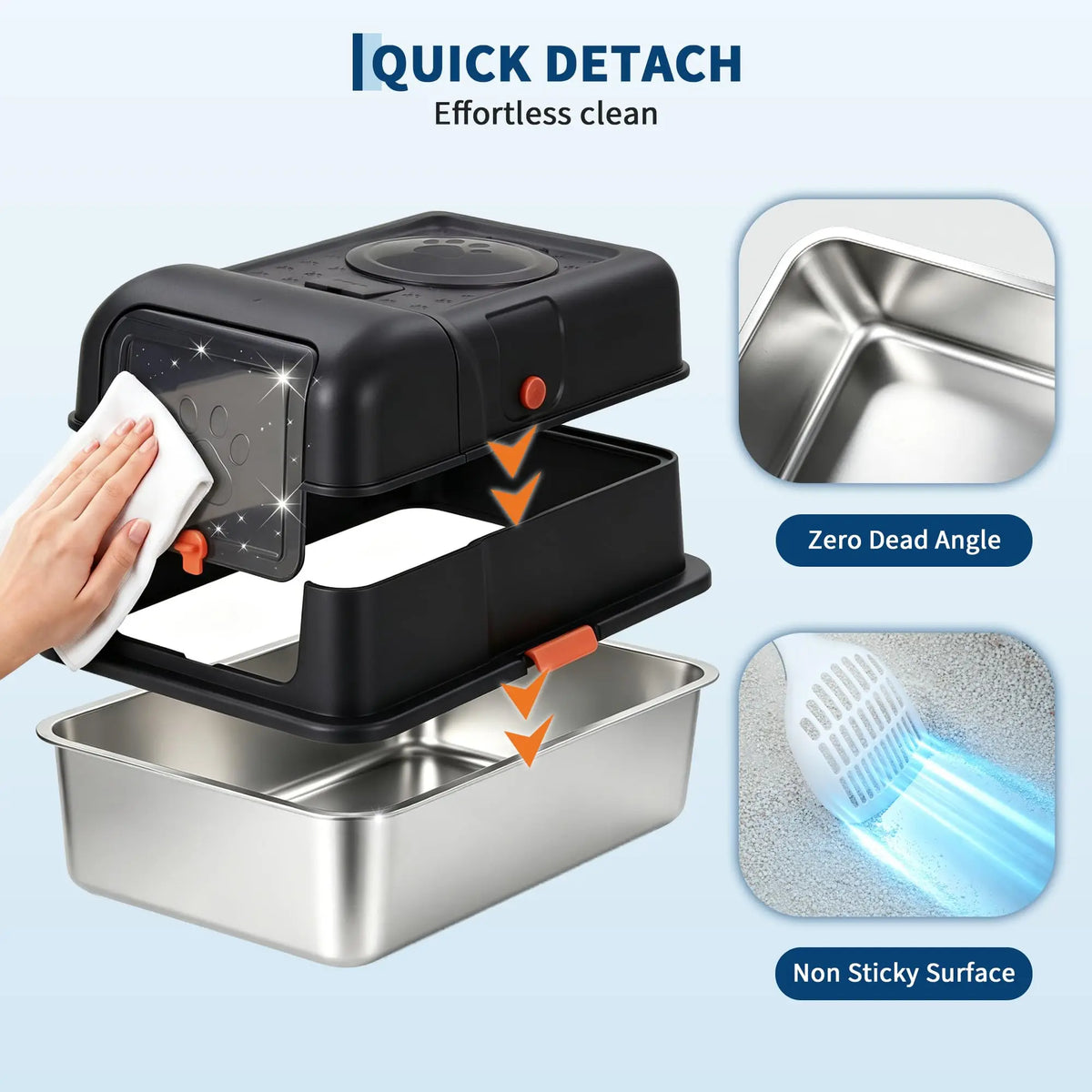 Studyset Enclosed Stainless Steel Dog Proof Cat Litter Box
