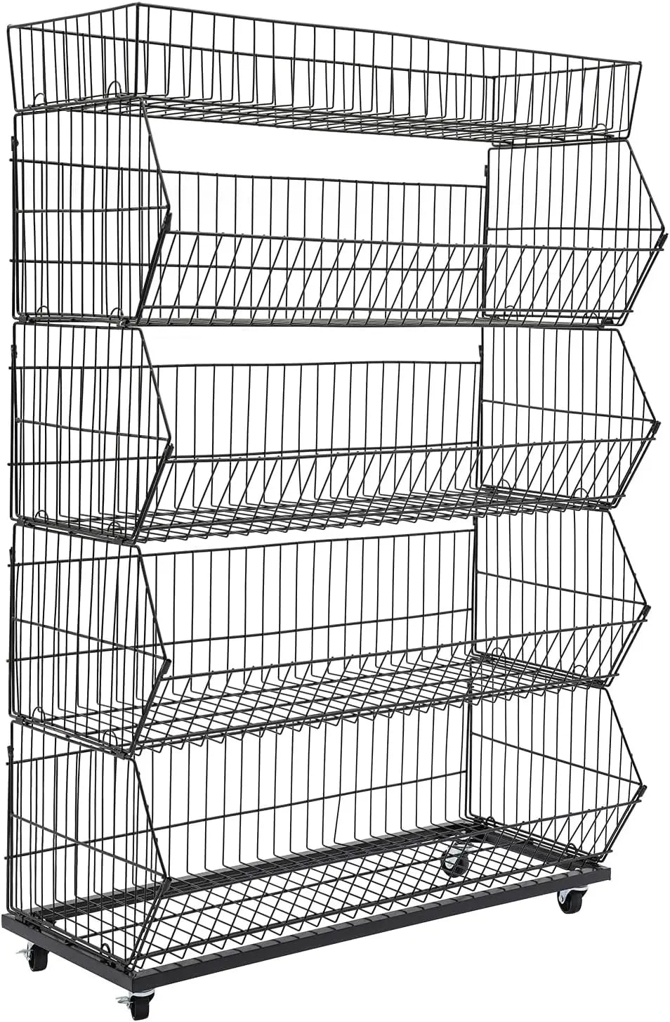 Five Tier Metal Wire Storage Rack For Grocery Food Organization