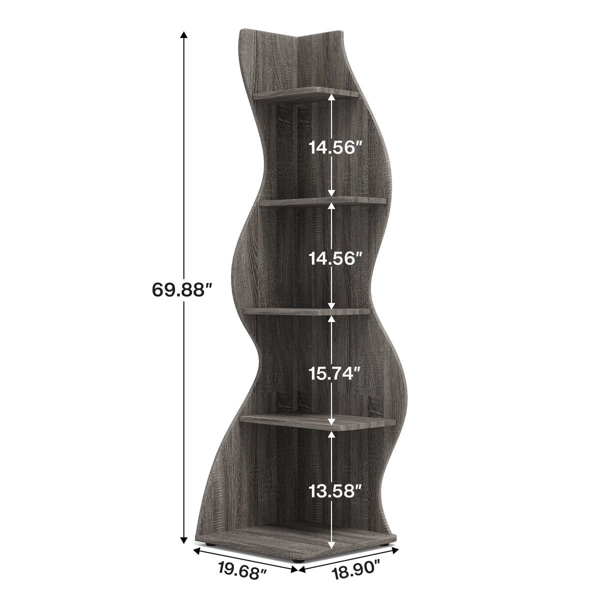 Tribesigns Modern Corner Shelf Bookcase Storage Rack