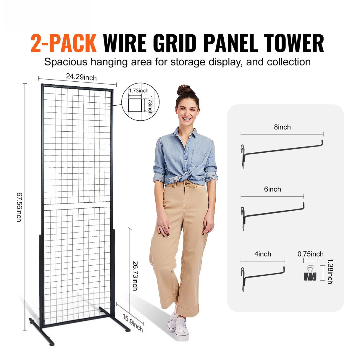 SucceBuy Double Sided Gridwall Display Rack With Hooks