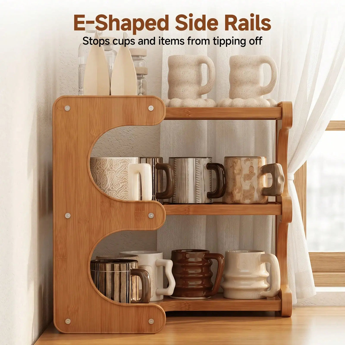 Freestanding Wood Corner Organizer Shelf Multi Tier Storage Rack