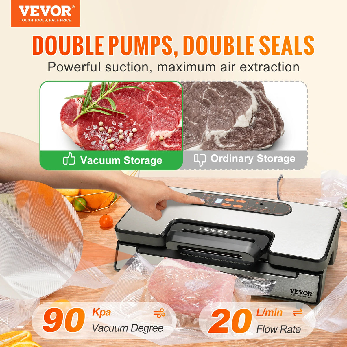 SucceBuy Vacuum Sealer Machine For Food Packaging And Kitchen Use