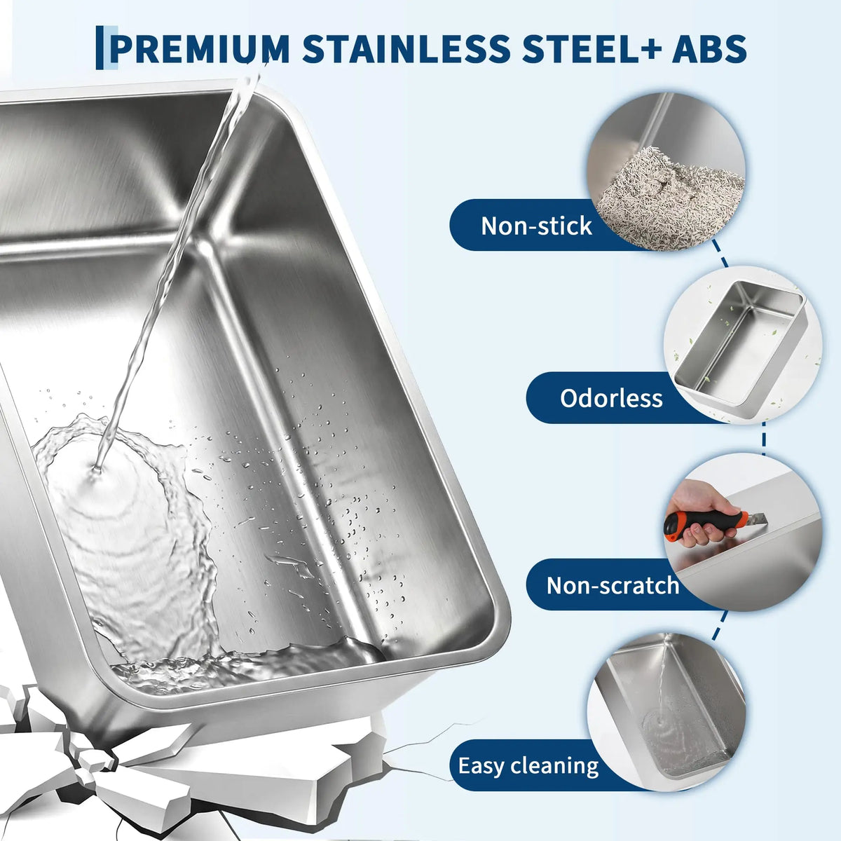 Studyset Enclosed Stainless Steel Dog Proof Cat Litter Box