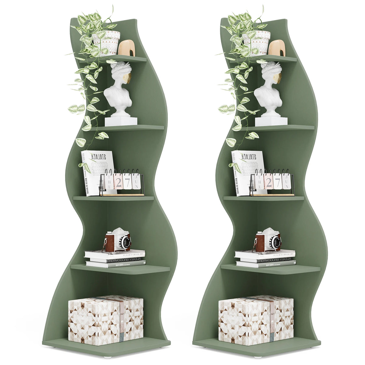 Tribesigns Modern Corner Shelf Bookcase Storage Rack