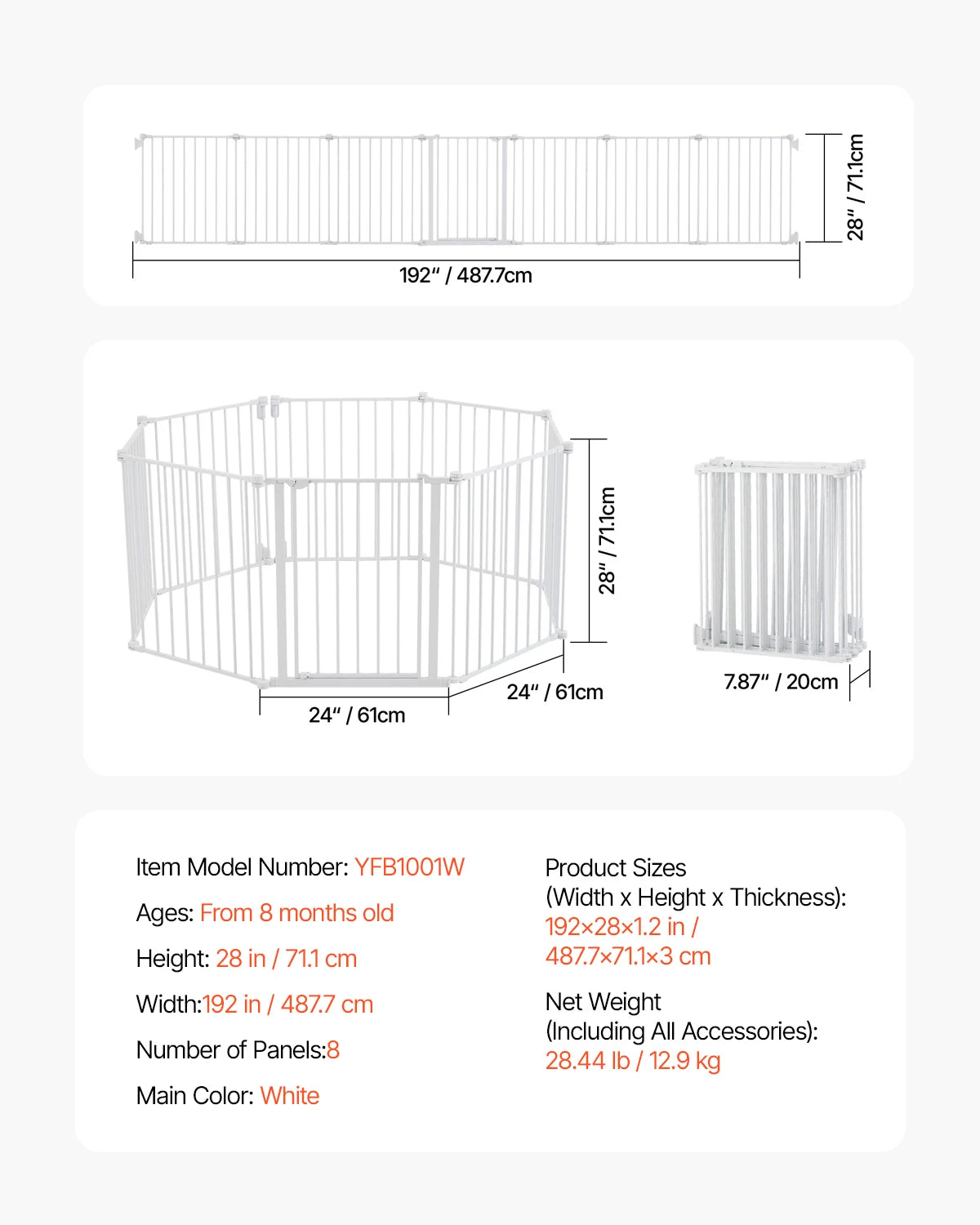SucceBuy Secure Pressure Mount Walk Through Baby And Dog Gate