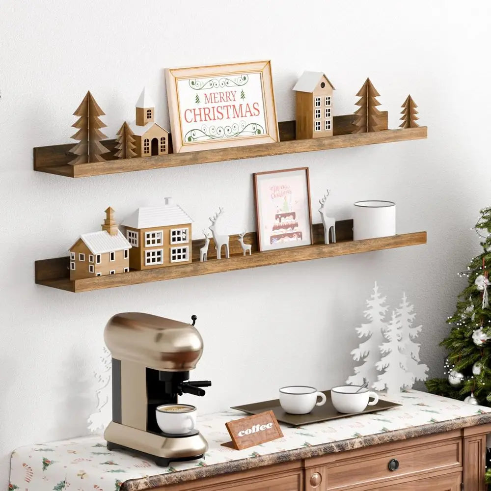 Floating Shelves or Wall, 35.5 Inch Shelves or Decor Storage Set of 6, Wall Mounted Wood Shelves for Bedroom, Living Room, Bathr