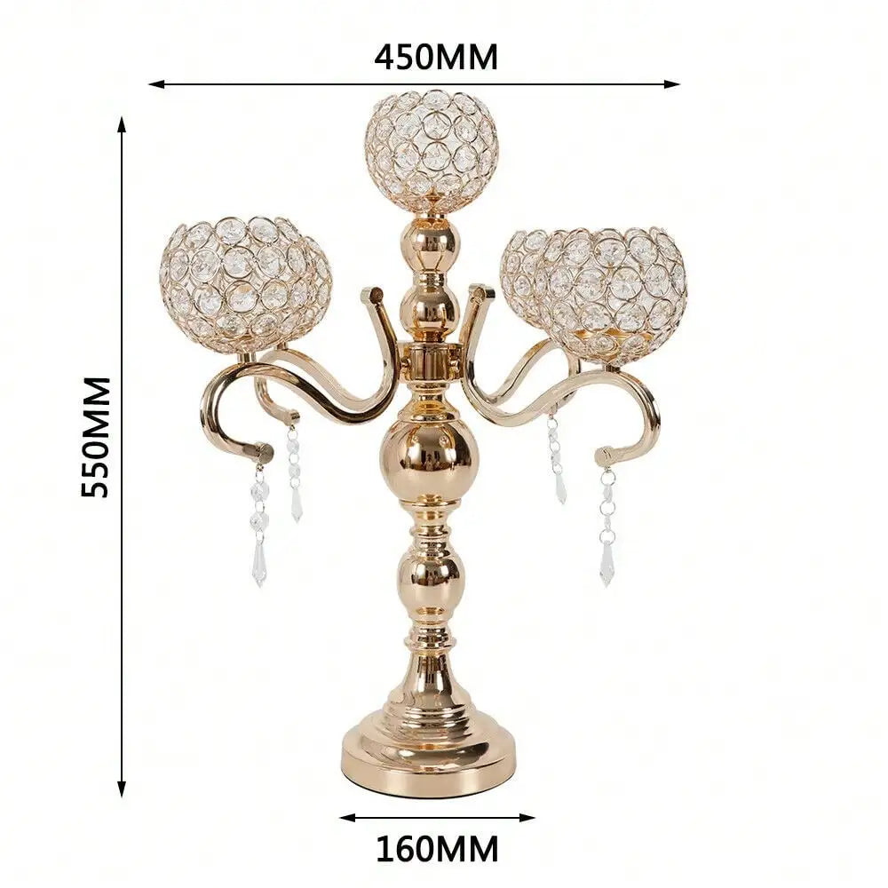 Crystal Five Arm Tabletop Candelabra For Weddings And Home Decor