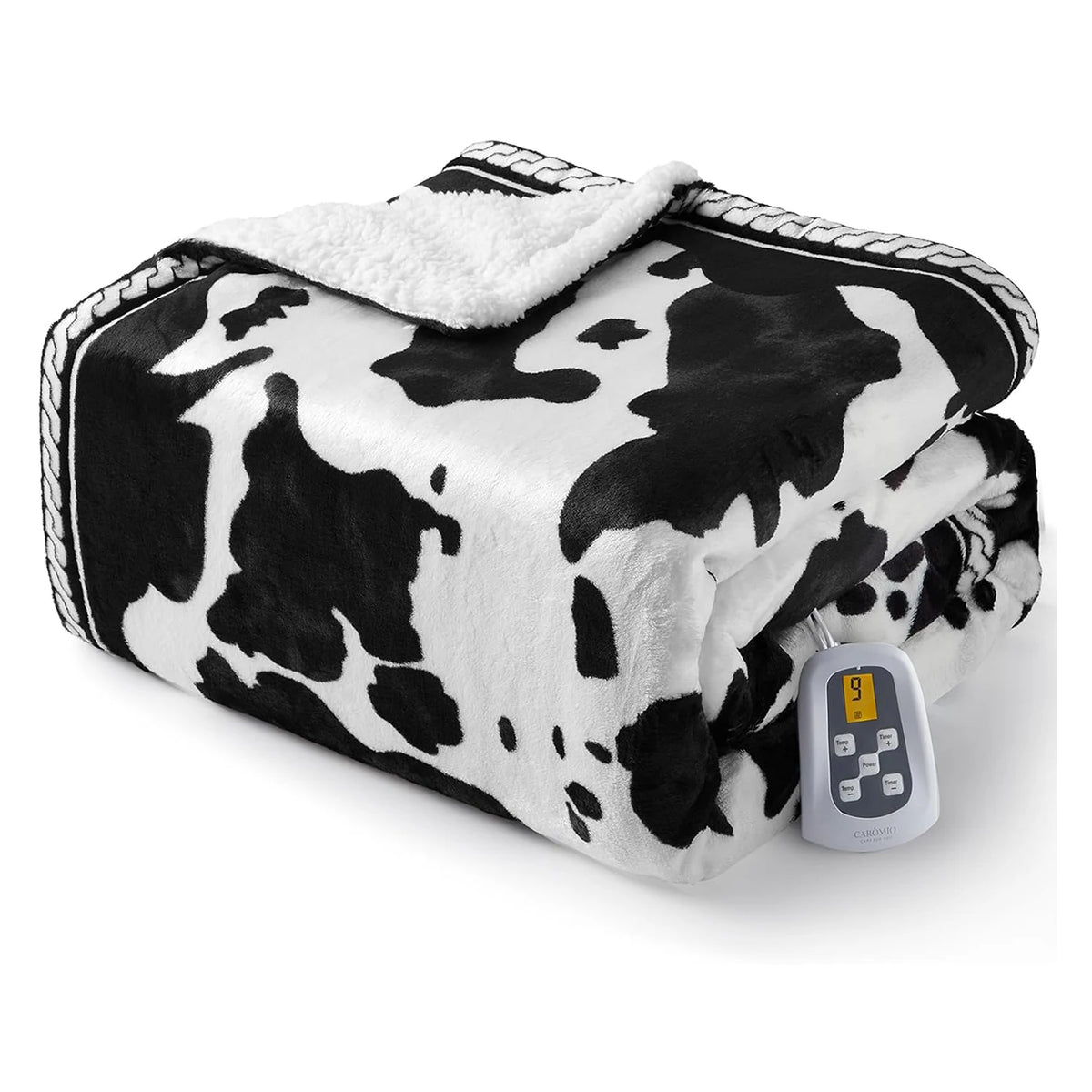 HiMISS Cow Print Heated Electric Blanket With LCD Controller