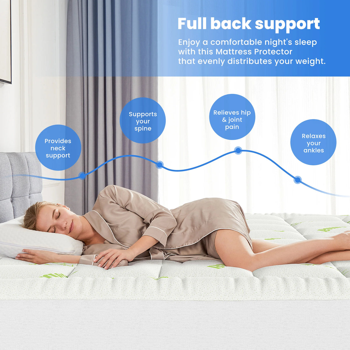 JHK Bamboo Viscose Mattress Topper With Cooling Pillow Top Comfort