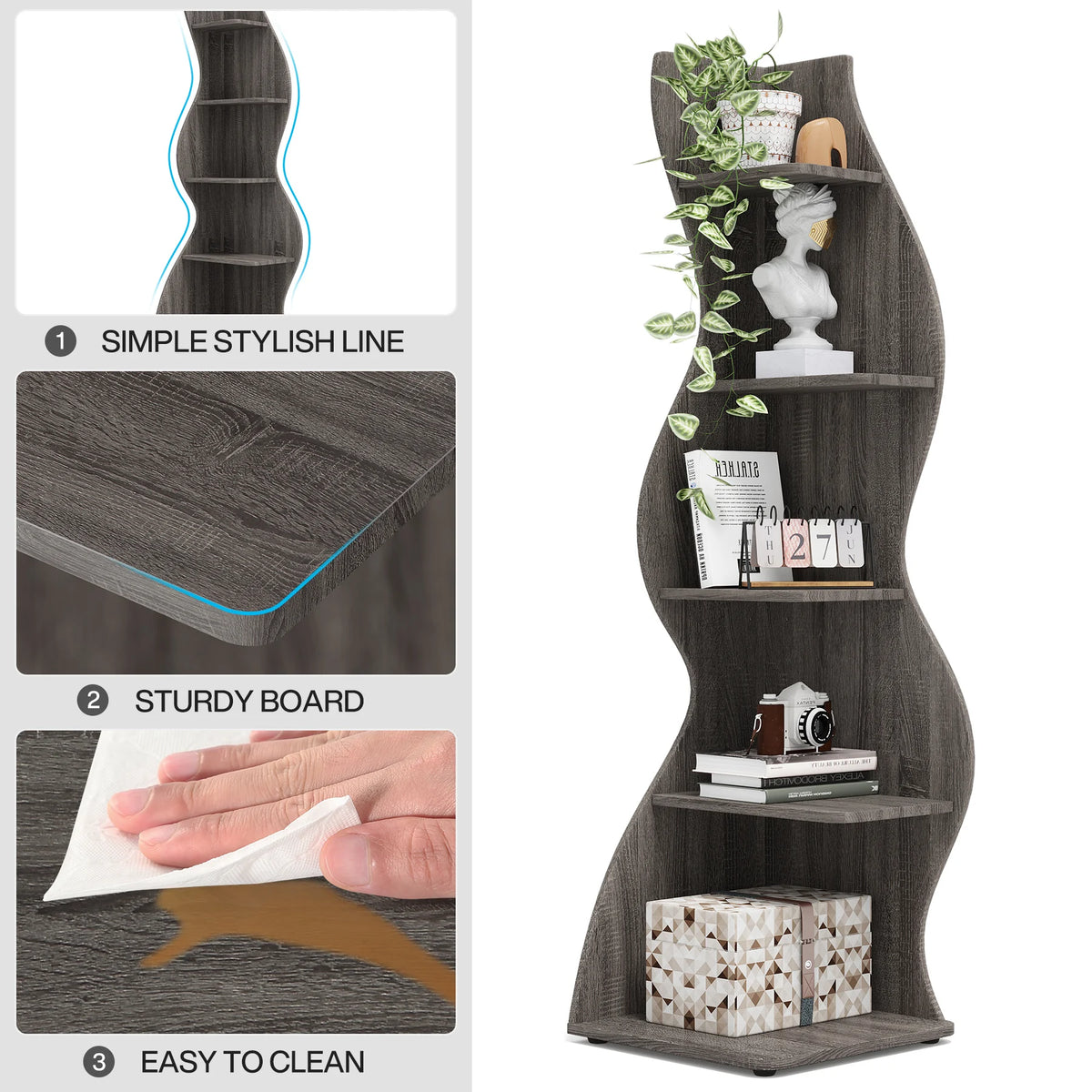 Tribesigns Modern Corner Shelf Bookcase Storage Rack