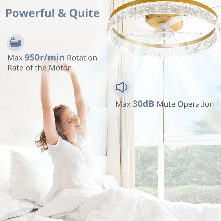 22 Modern Ceiling Fans with Lights and Remote Dimmable Low Profile Ceiling Fan Flush Mount Fan Stepless Color Temperature Chang