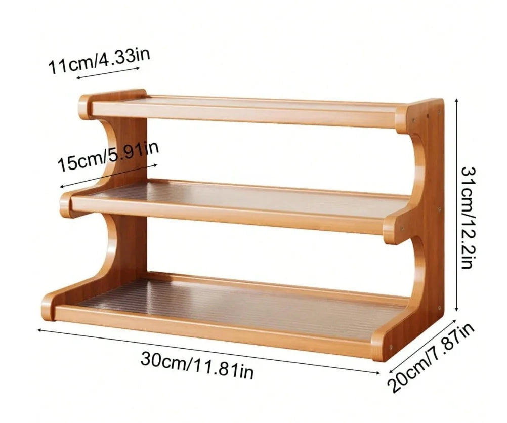 Freestanding Wood Corner Organizer Shelf Multi Tier Storage Rack
