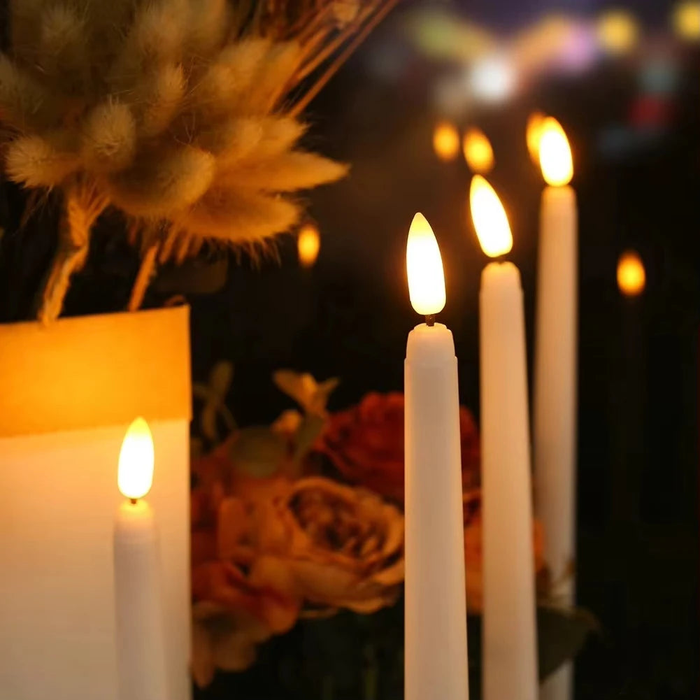 LED Flameless Taper Candles With Remote Flickering Battery Operated