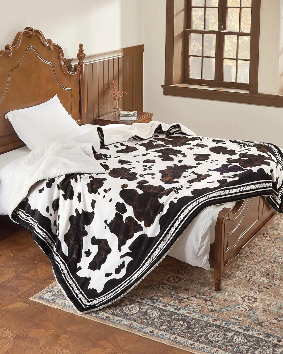 HiMISS Cow Print Heated Electric Blanket With LCD Controller