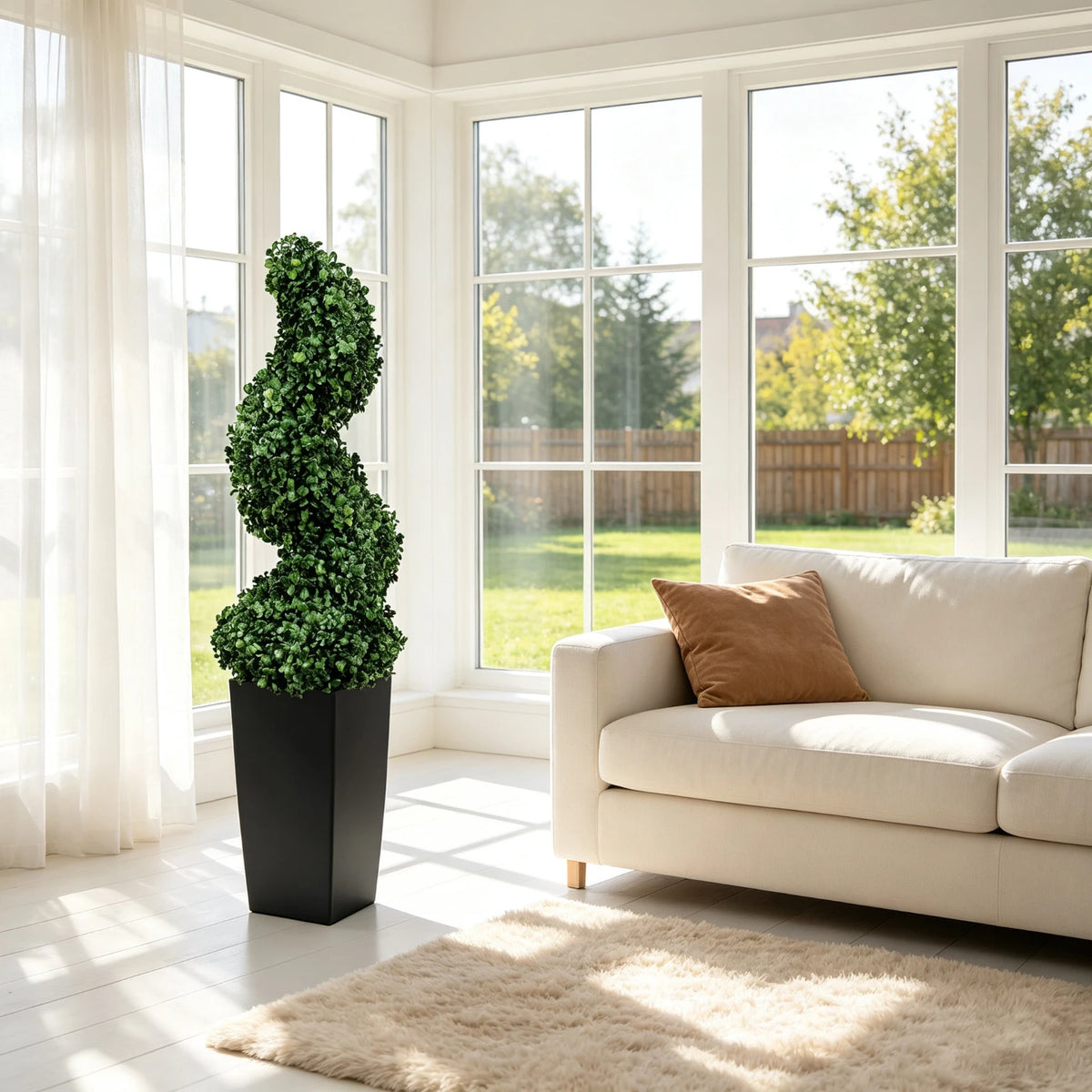 Olitree Artificial Boxwood Spiral Topiary With Planter For Home Decor