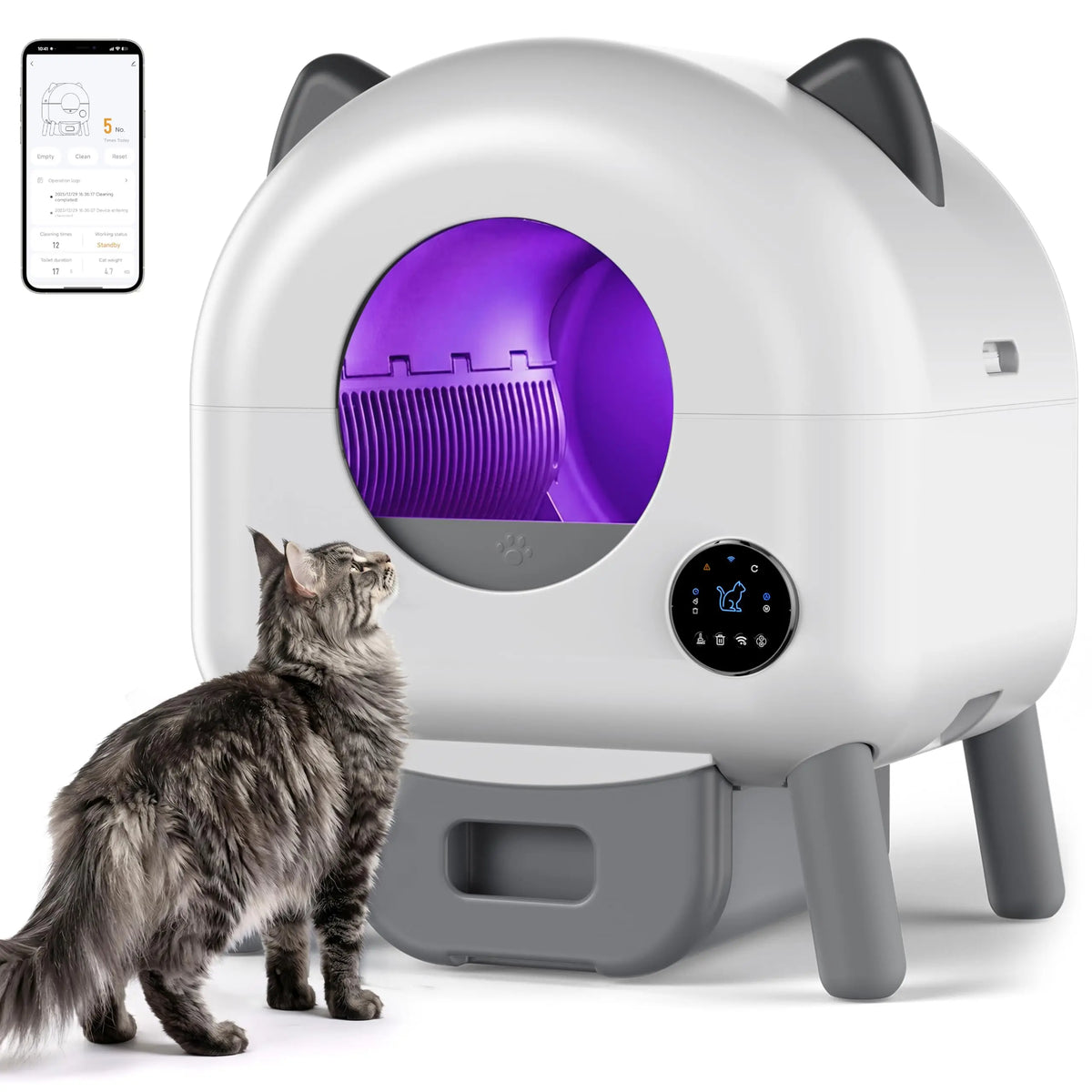 HiMISS Automatic Self Cleaning Cat Litter Box With Smart App Control