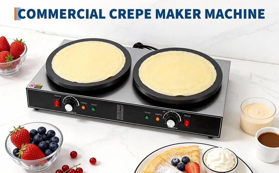 Commercial Electric Crepe Griddle With Double Nonstick Plates
