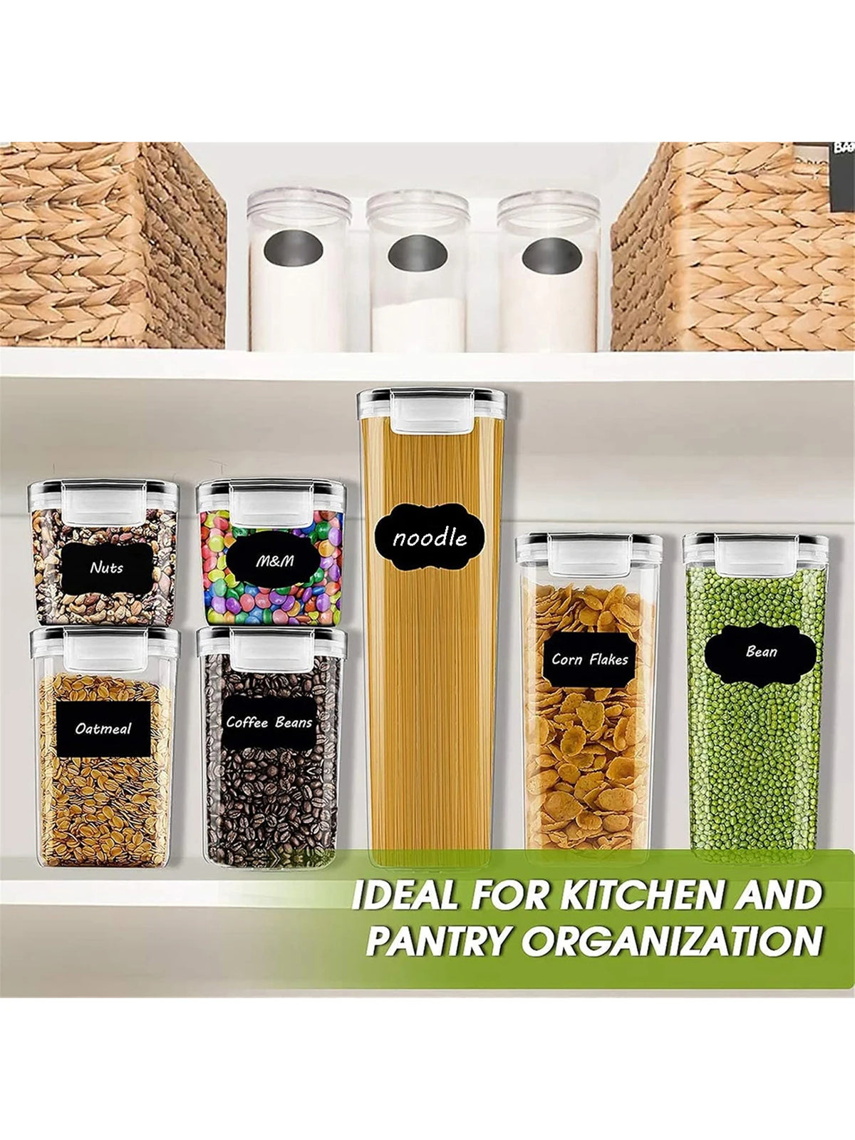 Airtight Food Storage Containers With Labels For Kitchen Organization