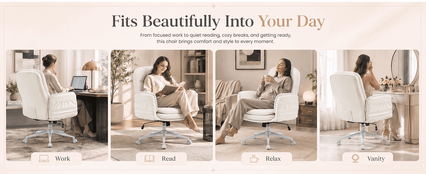 TCGBKAF Criss Cross Office Chair with Flip Armrests Swivel Vanity Chair with Side Pockets, Ergonomic Cross Legged Office Chair with Wheels, Computer Desk Chair for Home&Office