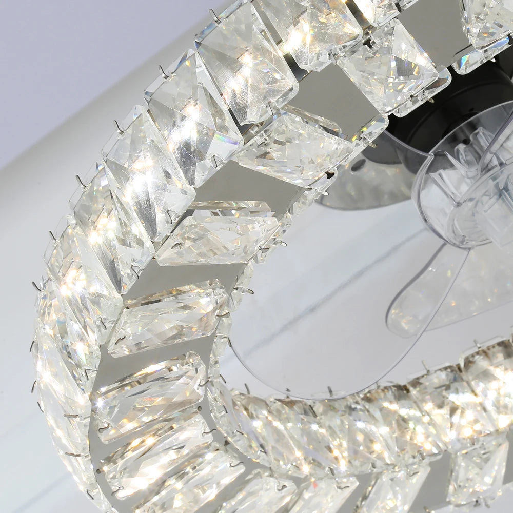 GreeLustr Led Ceiling Fan Lamp With Remote Control Living Room Lighting Crystal Chandeliers Decoration Home Luxury Hanging Light