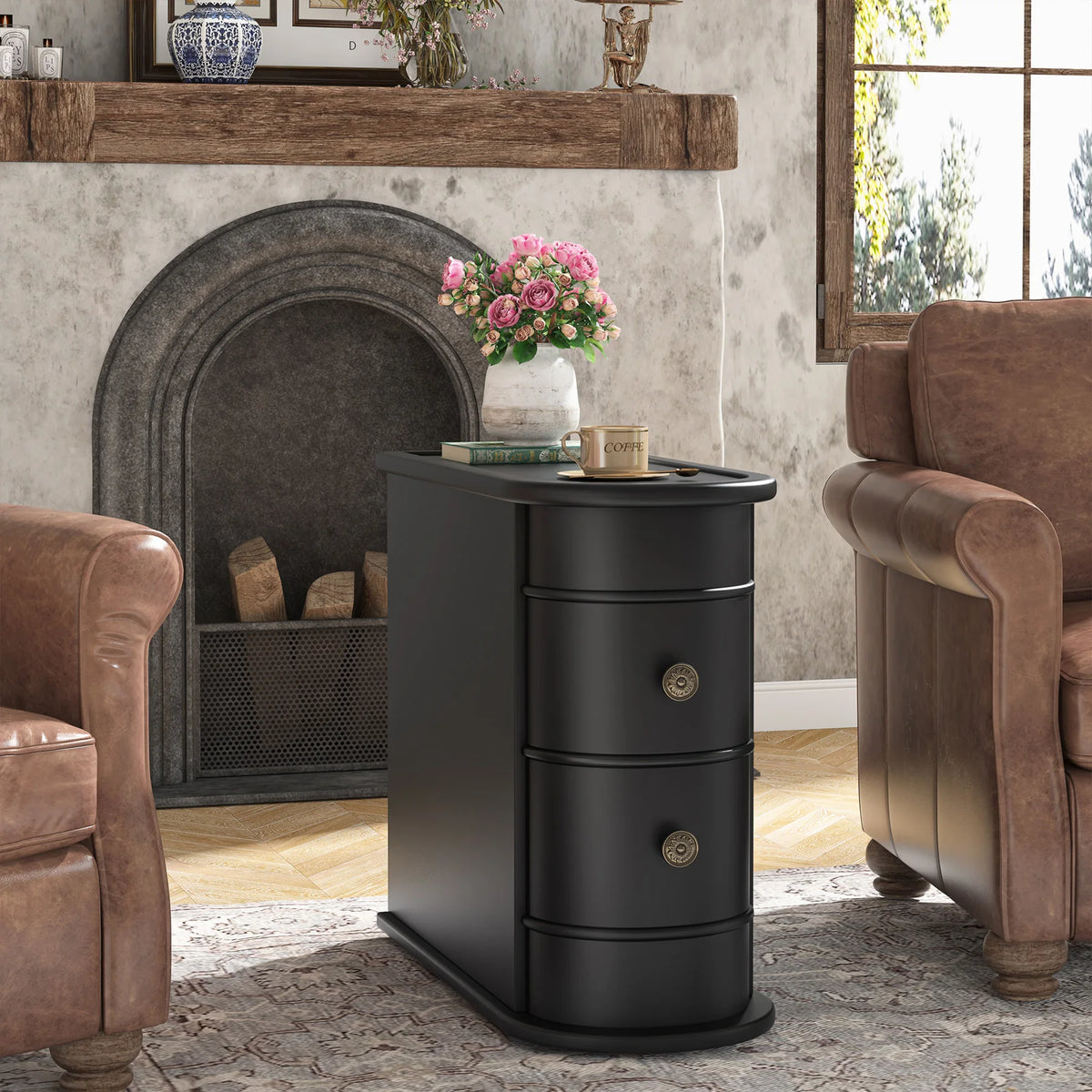 Tribesigns Modern Wooden End Table With Drawer For Sofa