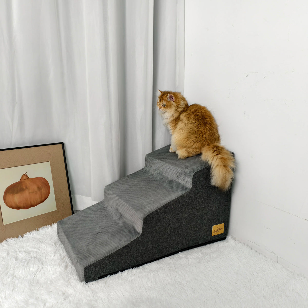 Ergonomic Pet Stairs Ramp With Washable Cover For Small Dogs