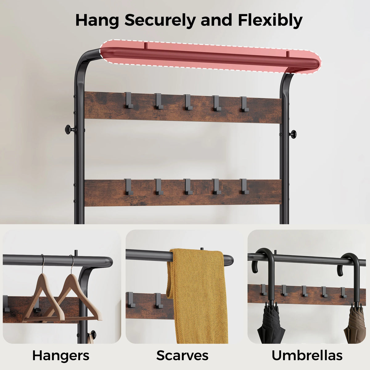 JHK Entryway Coat Rack Bench With Shoe Storage Organizer