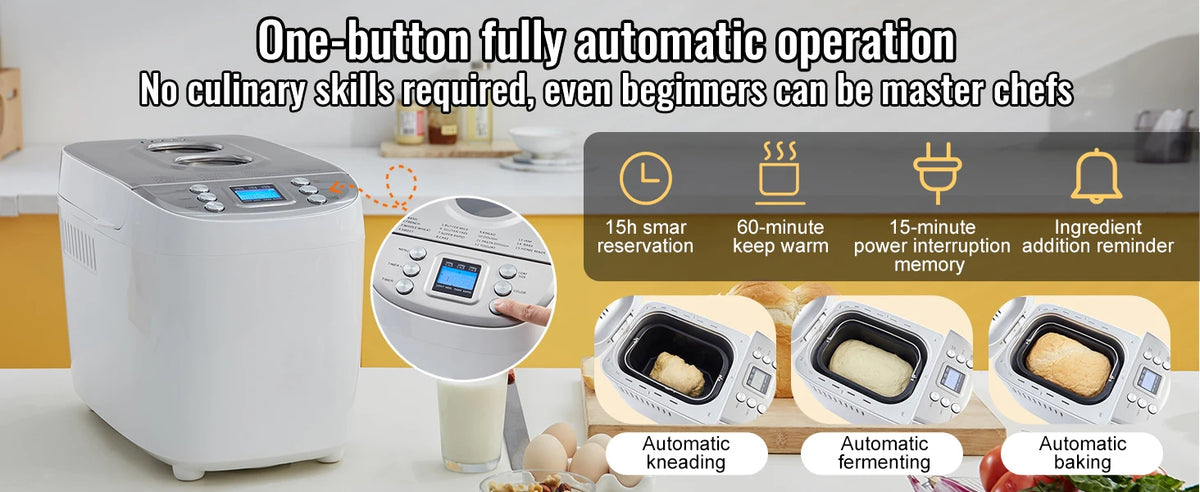 VEVOR 15 In 1 Automatic Bread Maker With Gluten Free Setting