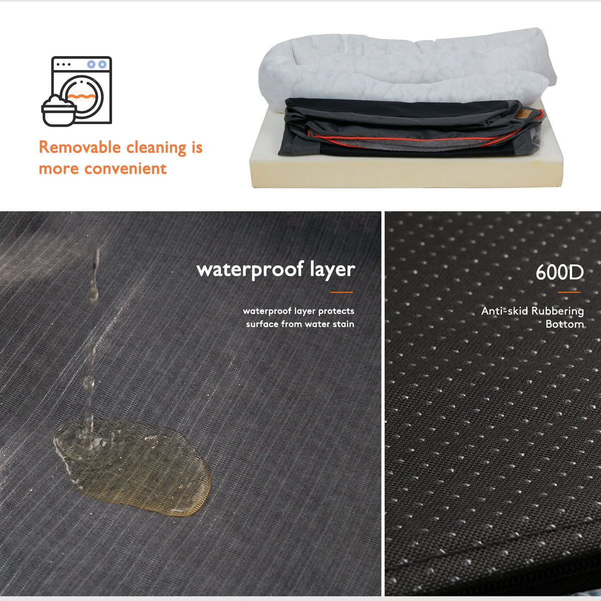 Bingopaw Premium Fleece Dog Bed With Removable Washable Cover