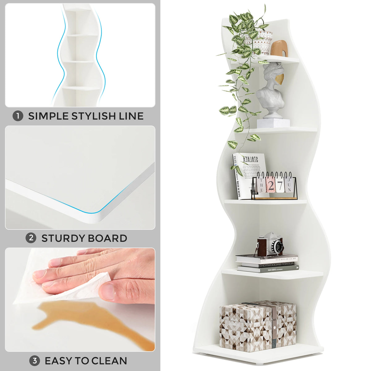 Tribesigns Modern Corner Shelf Bookcase Storage Rack