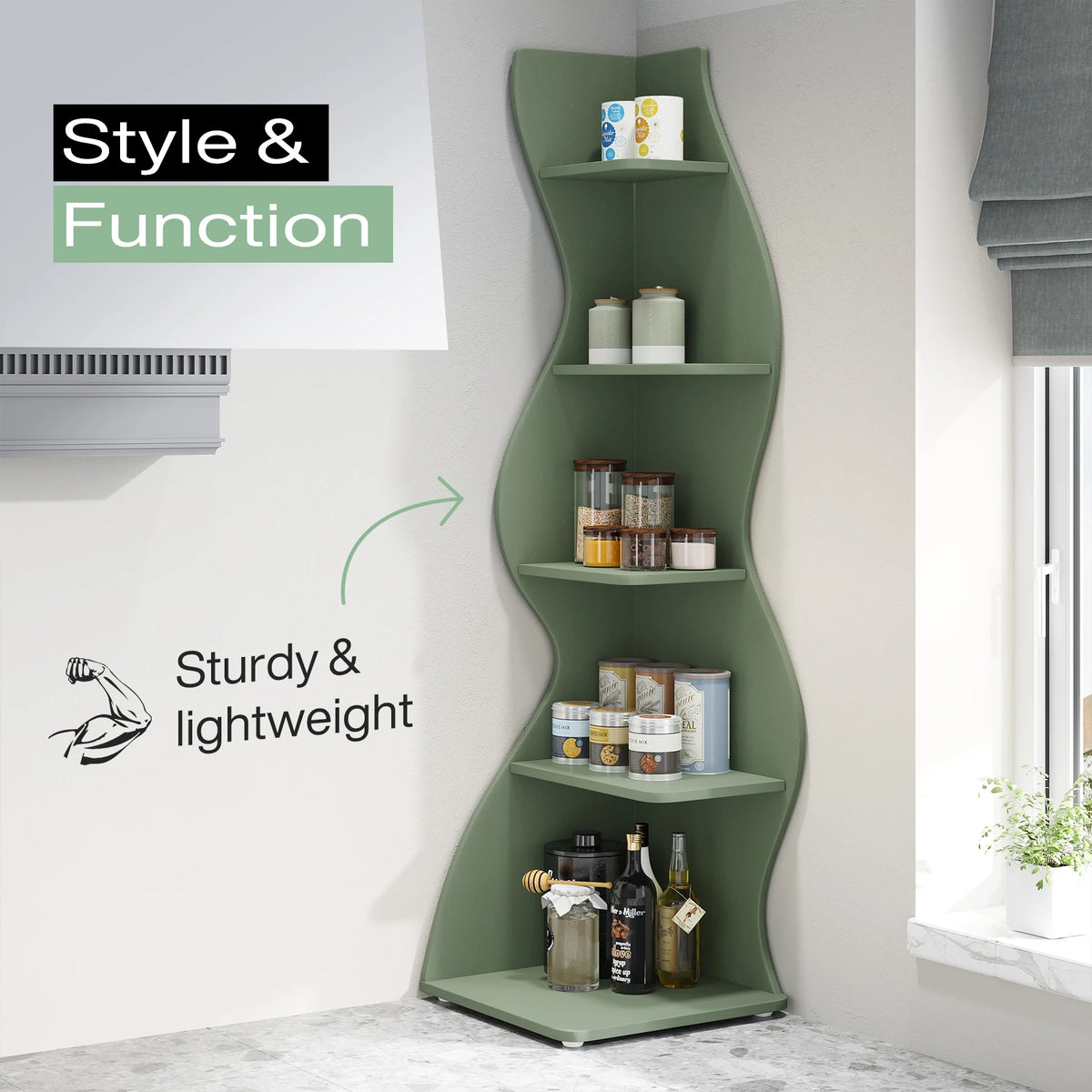 Tribesigns Modern Corner Shelf Bookcase Storage Rack