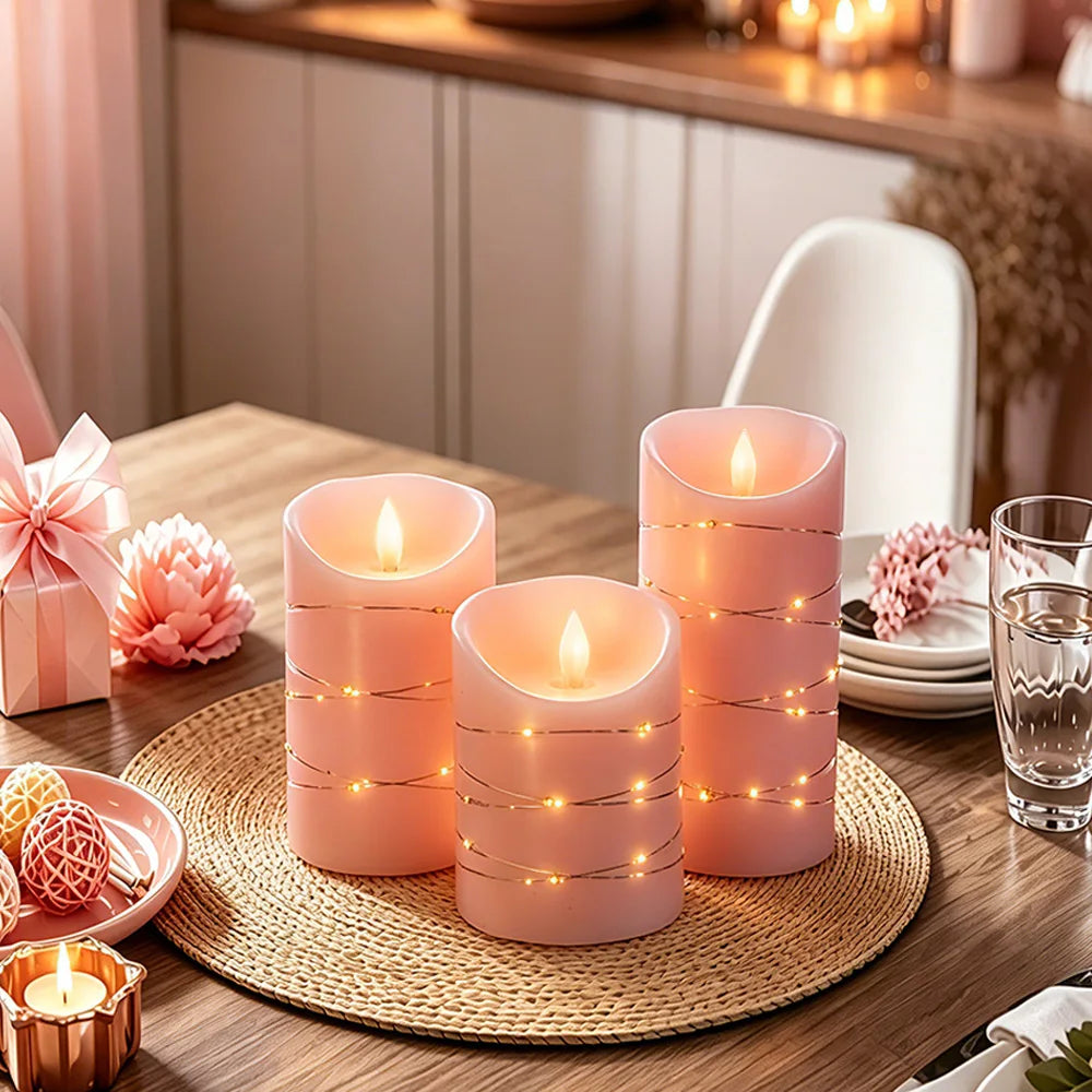Realistic Flameless LED Pillar Candles With Remote Control And Timer