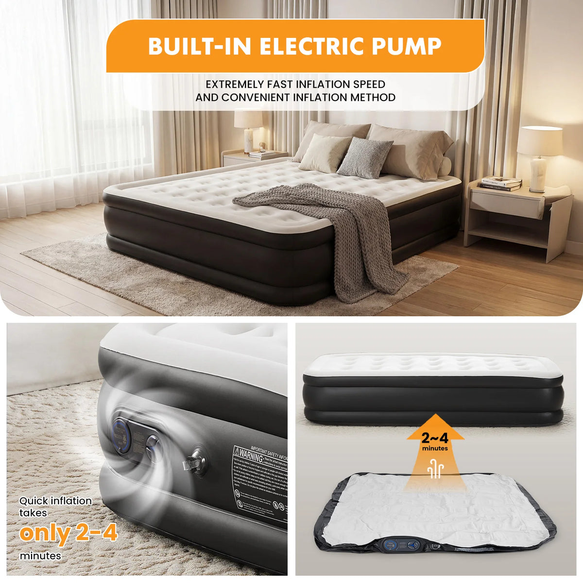 MCQ Inflatable Air Mattress With Built In Pump For Camping