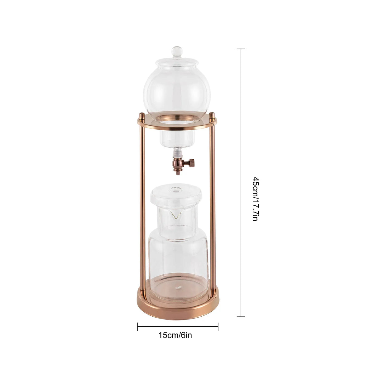 600ml Gold Ice Drip Coffee Maker -20~150°C Heat Resistant Glass Borosilicate Cold Brew Dripper Pot Stainless Steel Cold Coffee Extractor For Home Coffee Shop