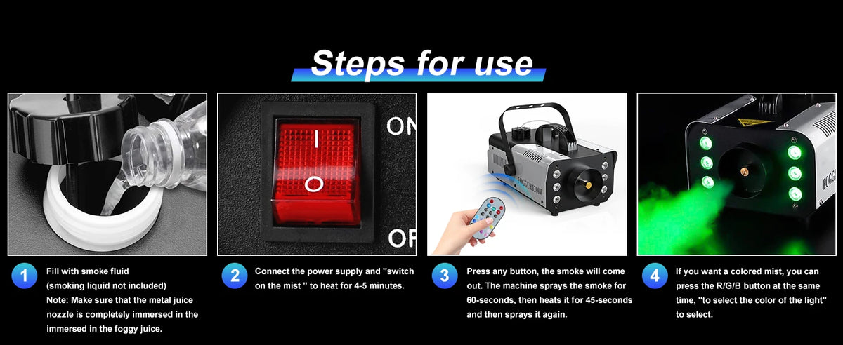Rudderstar RGB LED Smoke Machine With Remote Control For Events