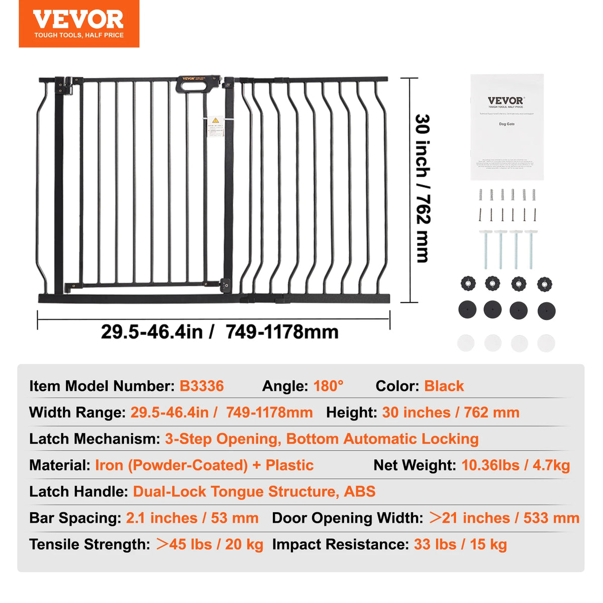 SucceBuy Secure Pressure Mount Walk Through Baby And Dog Gate