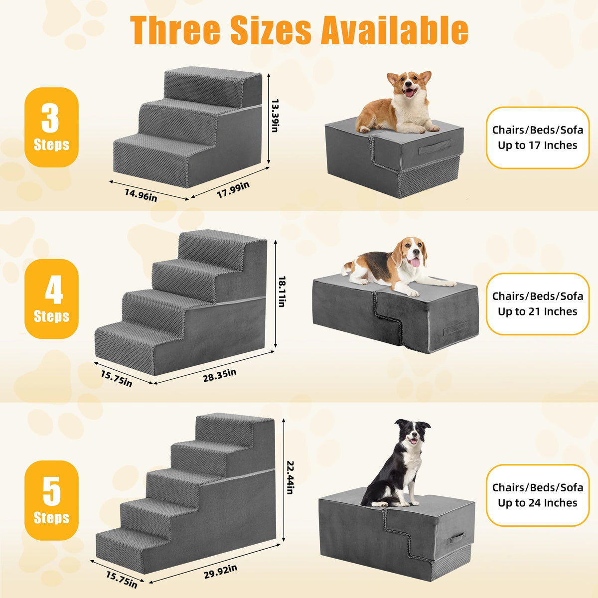 Right Angled Foam Dog Stair Ramp Non Slip Indoor Steps