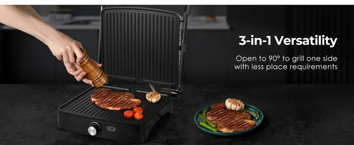 OSTBA Panini Press Grill With Adjustable Temperature And Drip Tray