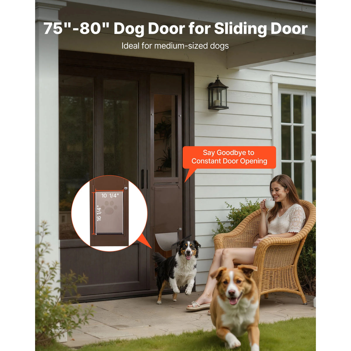 SucceBuy Sliding Glass Door Pet Door With Secure Locking Hinges