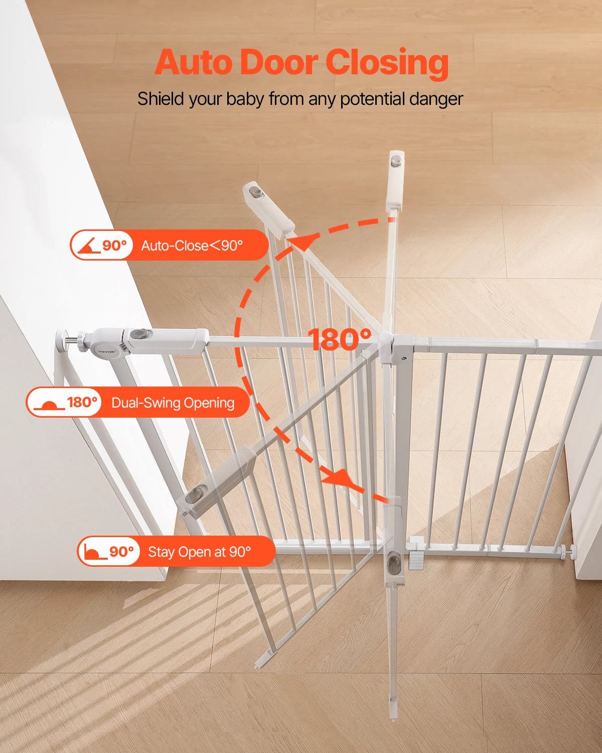 SucceBuy Secure Pressure Mount Walk Through Baby And Dog Gate