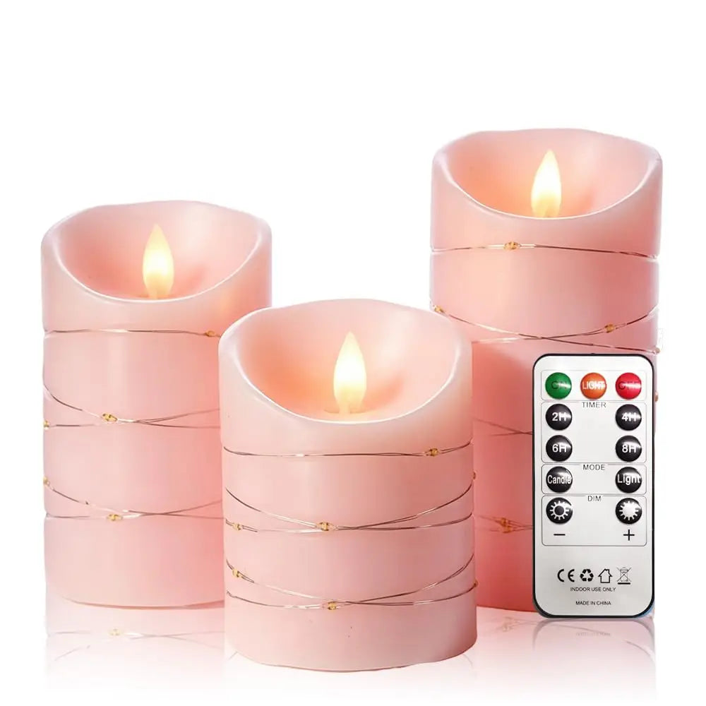 Realistic Flameless LED Pillar Candles With Remote Control And Timer